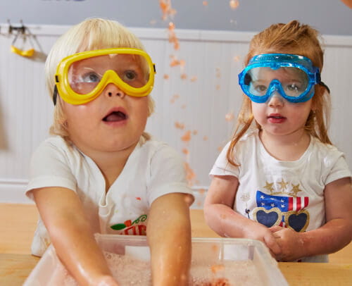 girls doing science project