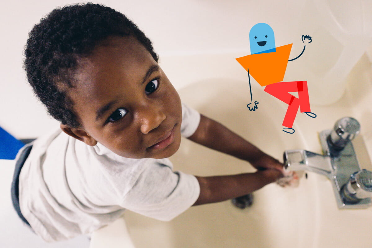 boy washing hands